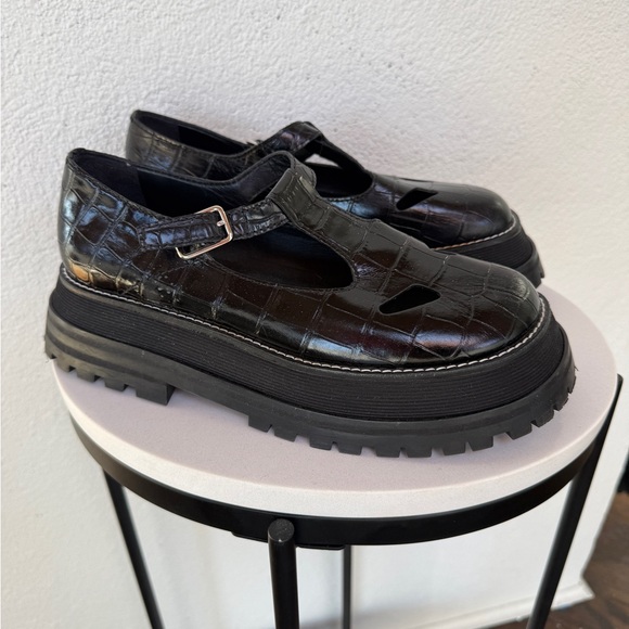 Burberry Shoes - Burberry Croc Embossed Aldwych Mary Jane’s